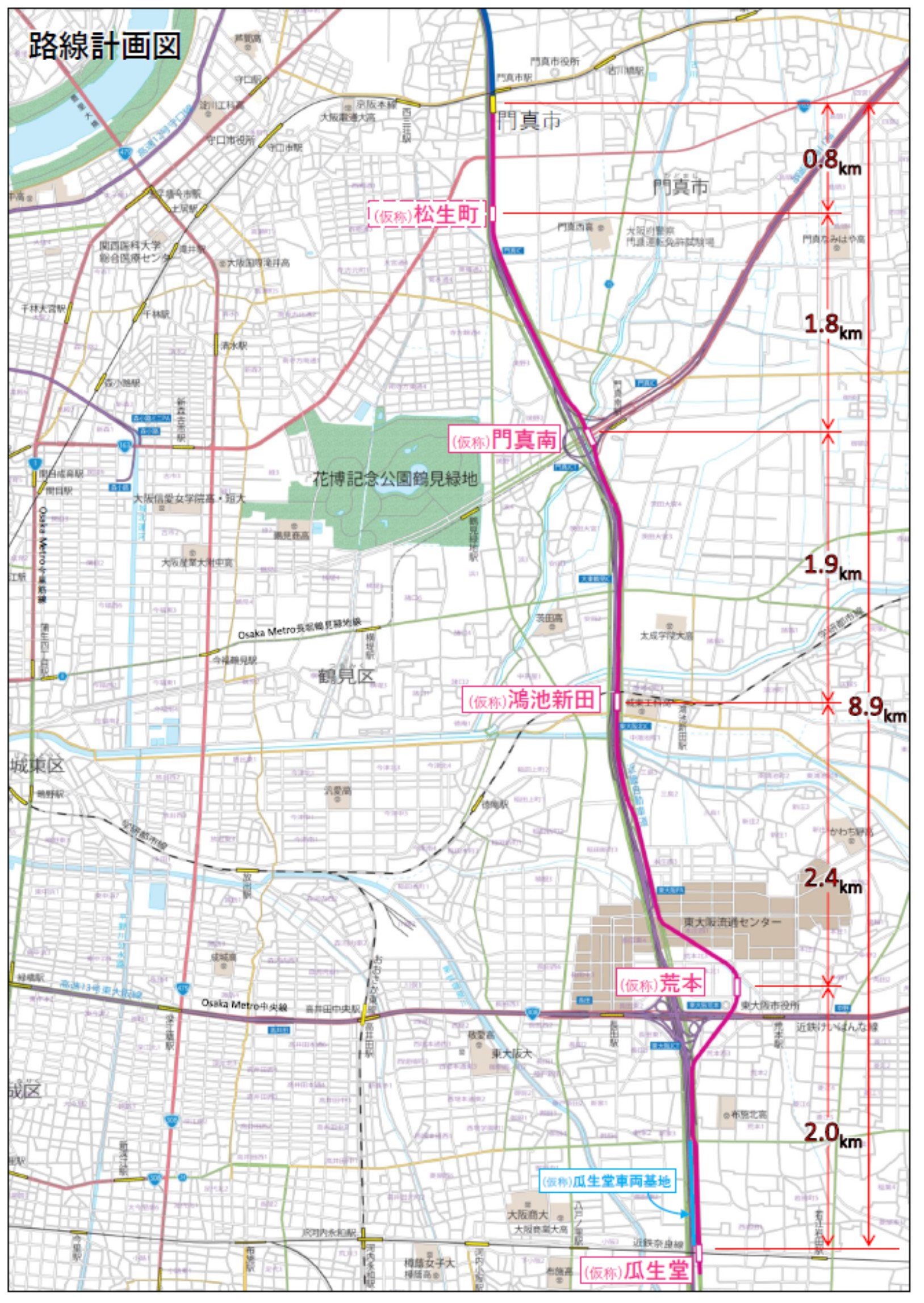 延伸区間の路線計画図（※2）